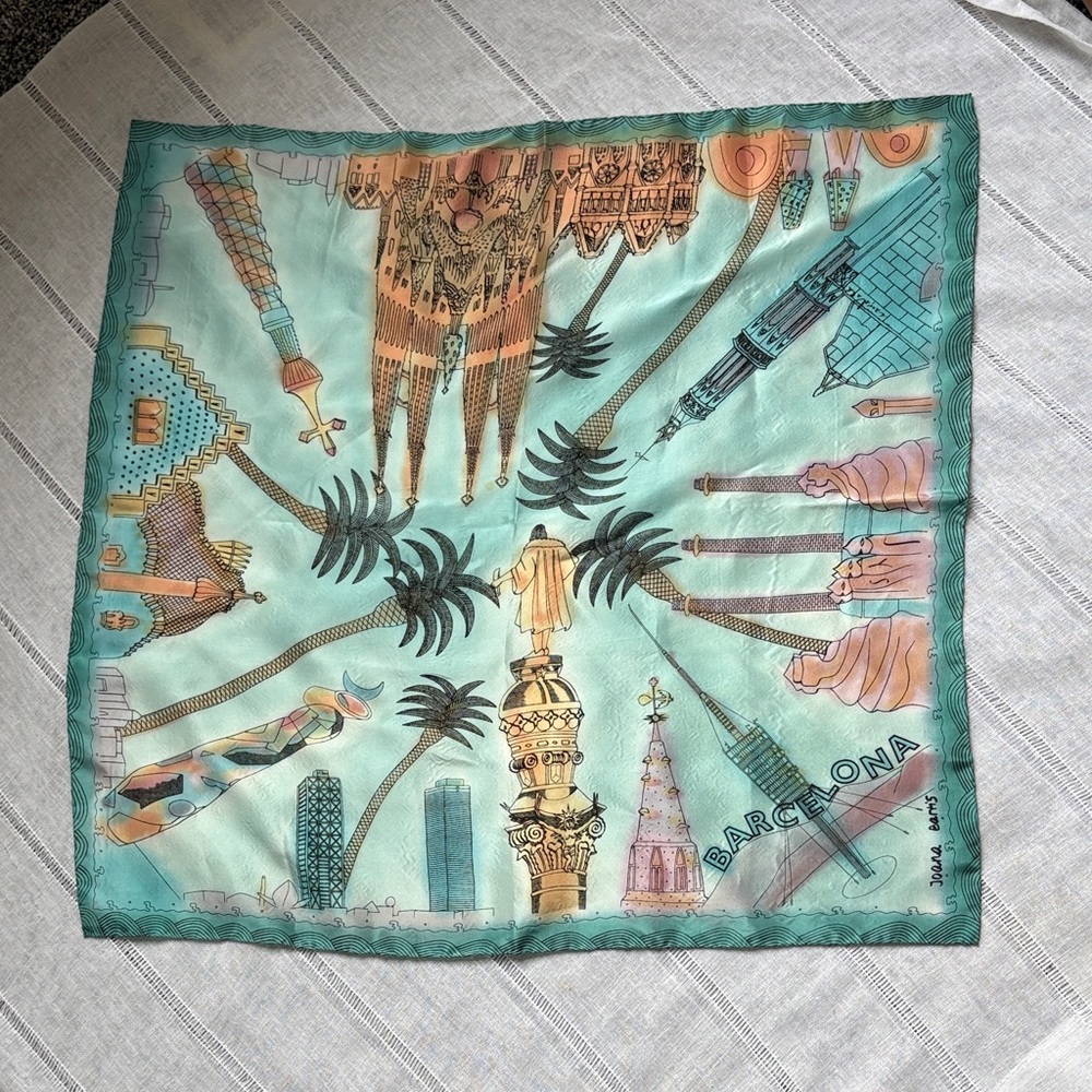 Joana Bartis Vintage Barcelona Inspired Silk Scarf - Picture 3 of 11